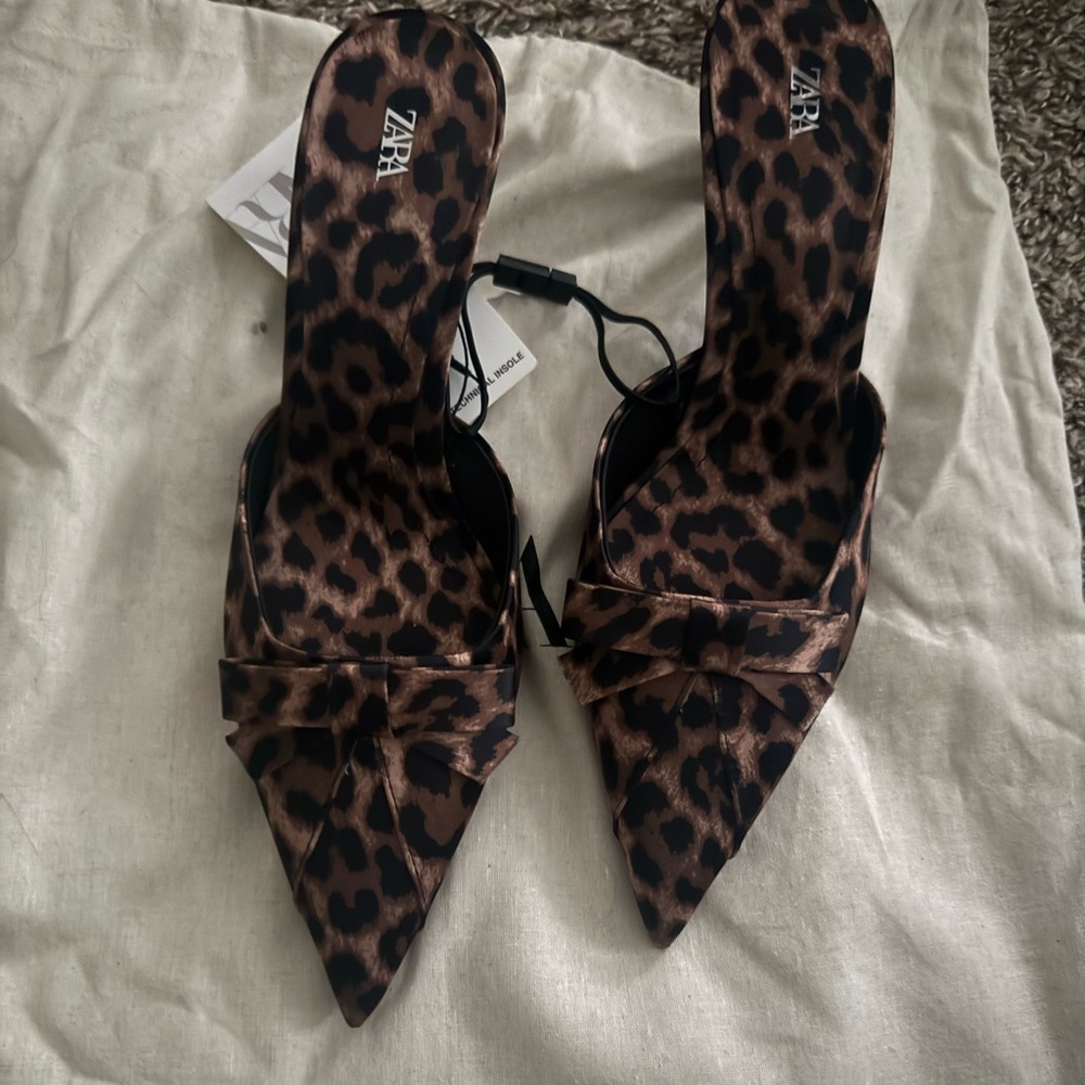 Zara Leopard Print Mules